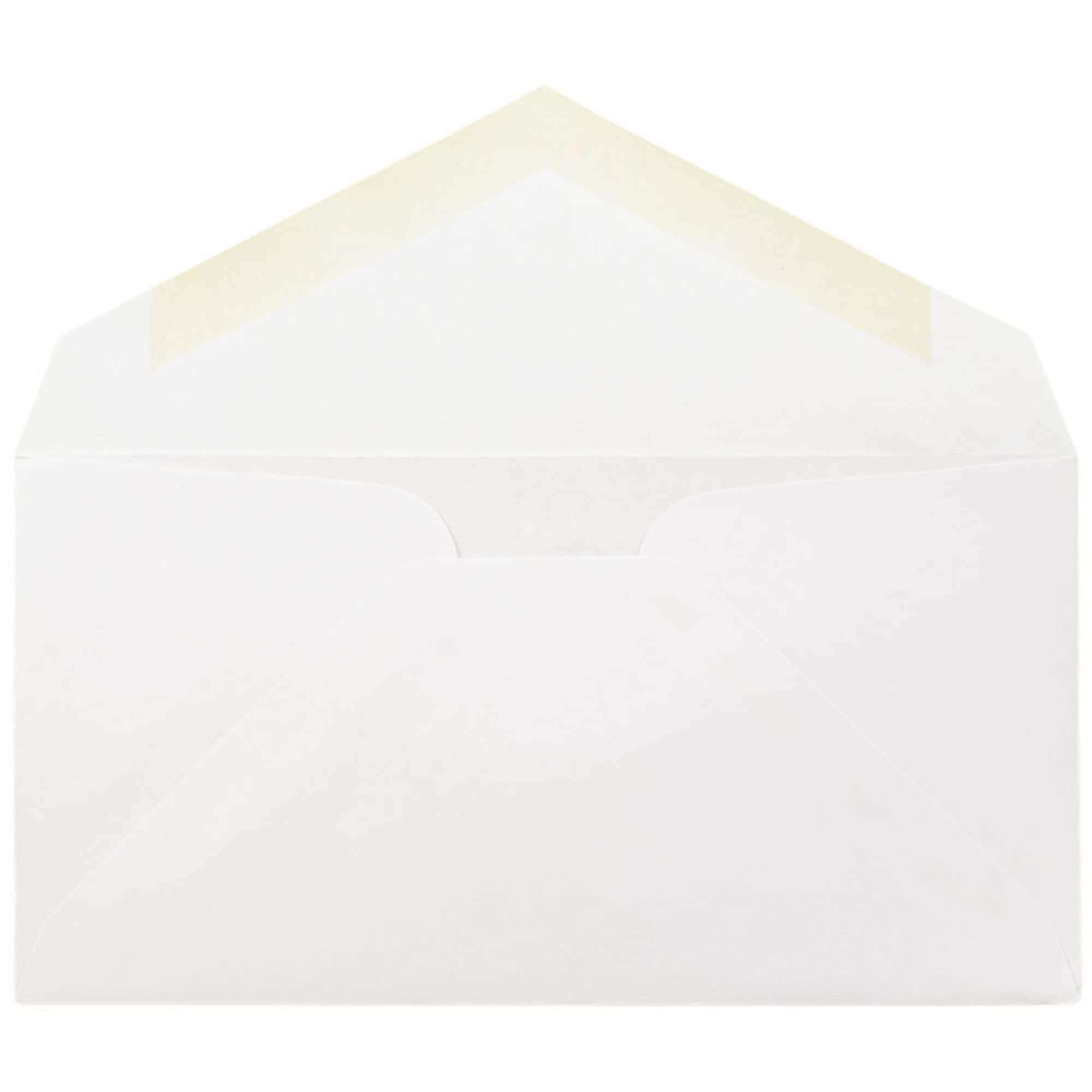 JAM Paper 3.875" x 7.5" Bright White Wove Monarch Strathmore Invitation Envelopes, 50ct.